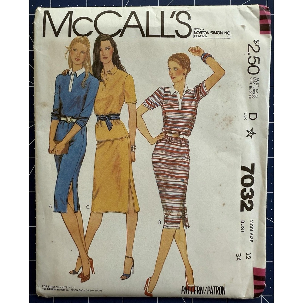 McCall's Pattern‎ 7032 Misses' Dress Or Top, Skirt & Belt Size 12 UNCUT FF